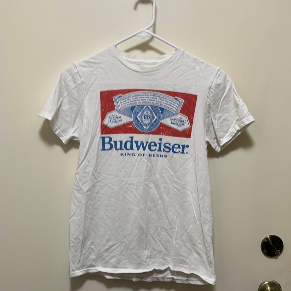 Budweiser White and Red Short Sleeve Tee small